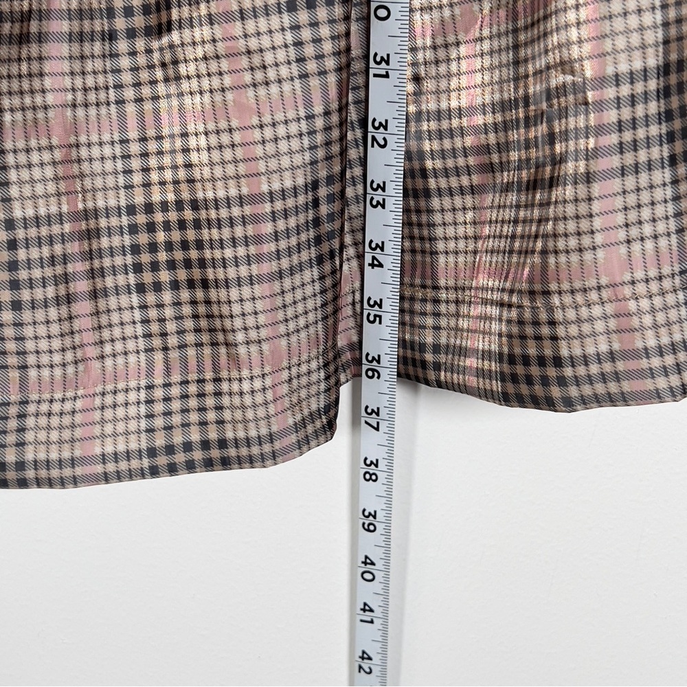 EN SAISON Plaid Organza Babydoll Mini Dress Sz L Puffy Short Sleeve - Picture 16 of 16